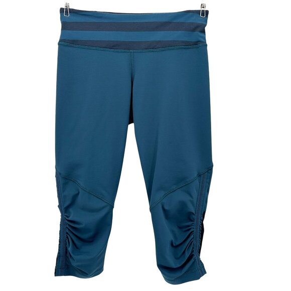 Lululemon Athletica Womens 6 Leggings Pants Run Pace Ruched Side Crop Capri Mesh - Picture 1 of 4